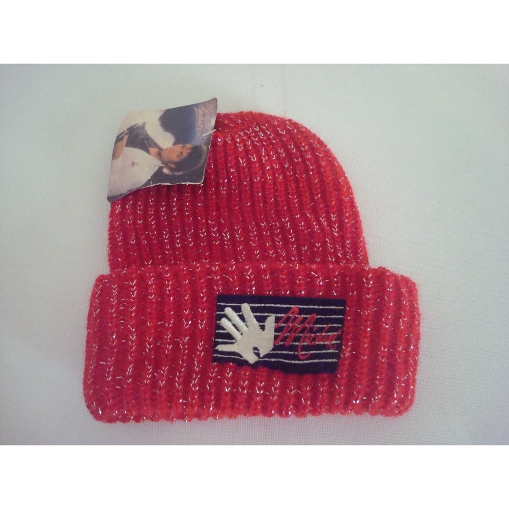 MICHAEL  JACKSON 80S  THRI beanie knit‎ toboggan  DEADSTOCK  HAT CAP VINTAGE T4